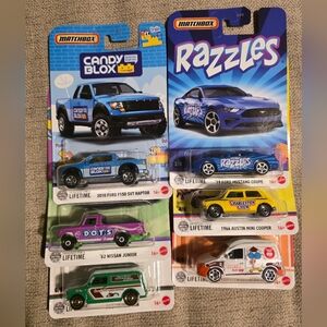 New Metal 6 Car Set Matchbox 2025 Candy Raptor Mustang Mini Caddy Van Junior